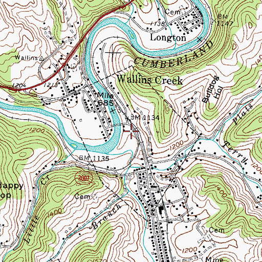 Topographic Map of Kerr Railroad Station (historical), KY