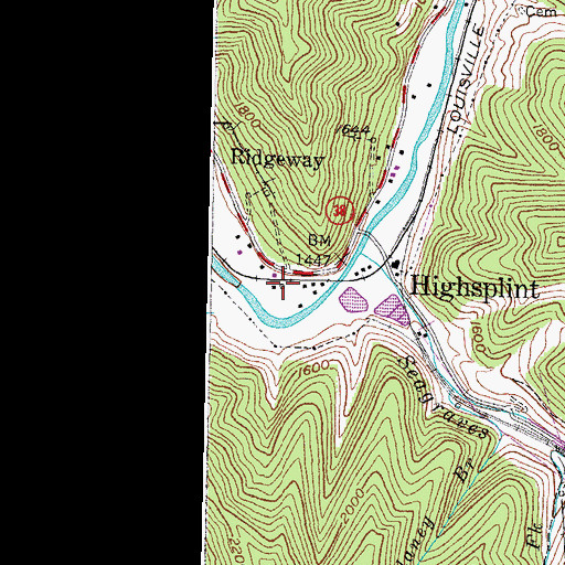 Topographic Map of Kinlaw Railroad Station (historical), KY