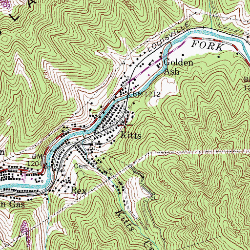 Topographic Map of Kitts Post Office (historical), KY