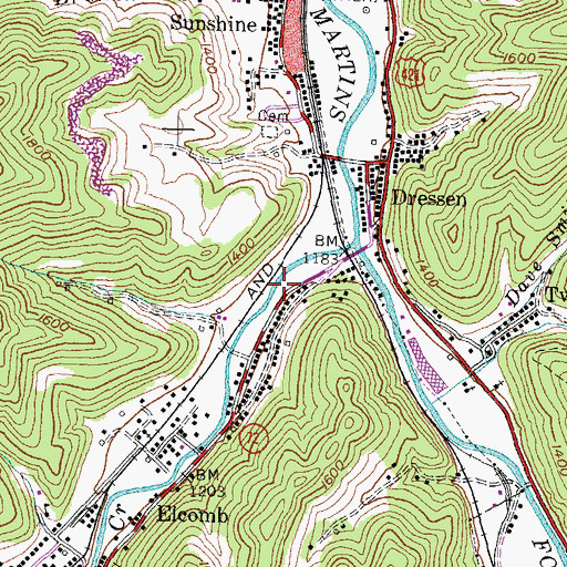 Topographic Map of Lanier Railroad Station (historical), KY