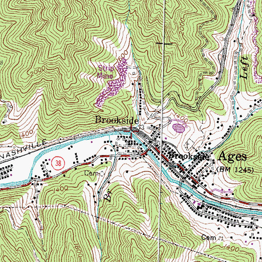 Topographic Map of Laurel Branch, KY