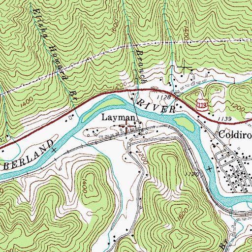 Topographic Map of Layman Post Office (historical), KY