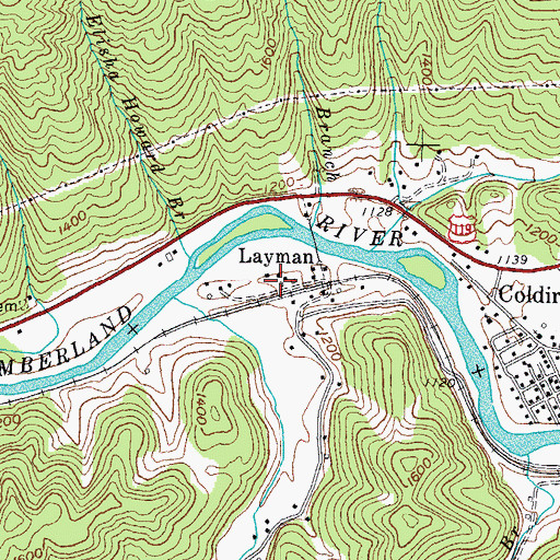 Topographic Map of Layman Railroad Station (historical), KY