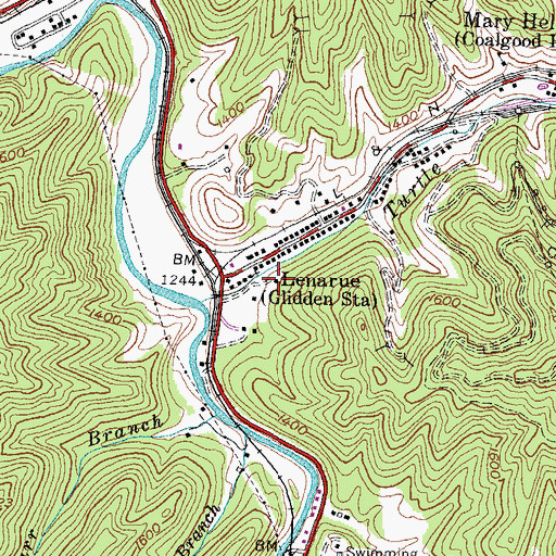 Topographic Map of Lenarue Post Office (historical), KY