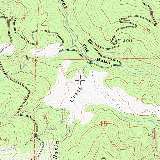 Topographic Map of Basin Creek, CA