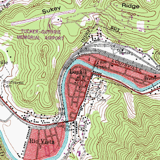 Topographic Map of Loyall Post Office, KY