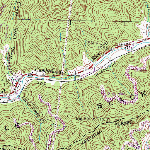 Topographic Map of Marcum Branch, KY