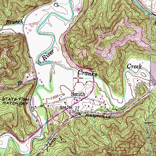 Topographic Map of Martins Fork Lake, KY