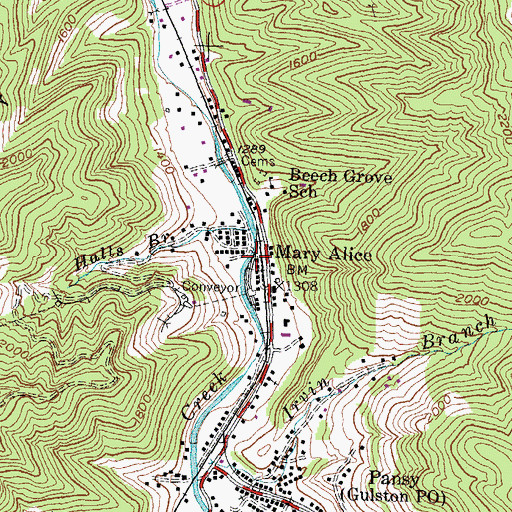 Topographic Map of Mary Alice Railroad Station (historical), KY