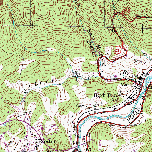 Topographic Map of Middle Fork, KY