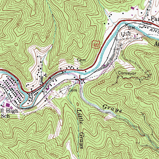 Topographic Map of Neff Railroad Station (historical), KY