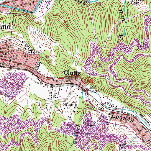 Topographic Map of Pee Vee Post Office (historical), KY