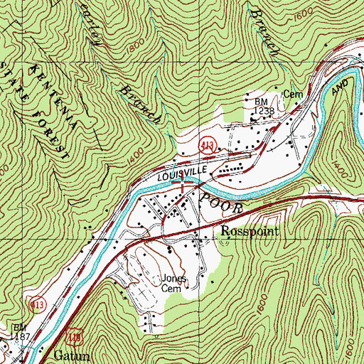 Topographic Map of Rosspoint Post Office (historical), KY