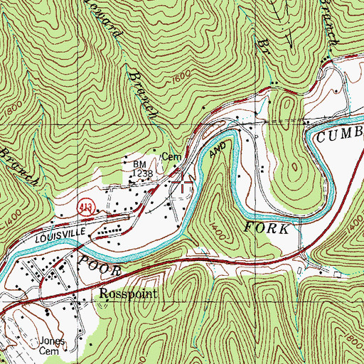 Topographic Map of Rosspoint Railroad Station (historical), KY