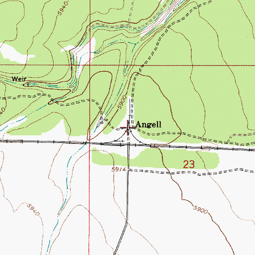 Topographic Map of Angell, AZ