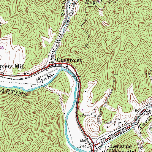 Topographic Map of Senger Railroad Station (historical), KY