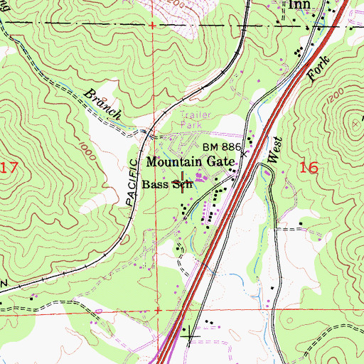 Topographic Map of North Woods Discovery School, CA