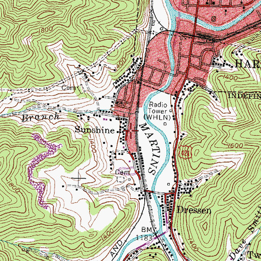 Topographic Map of Sunshine Post Office (historical), KY