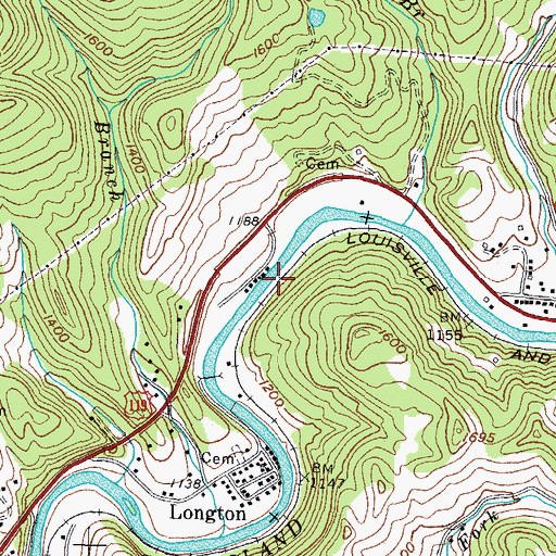 Topographic Map of Tausley Railroad Station (historical), KY
