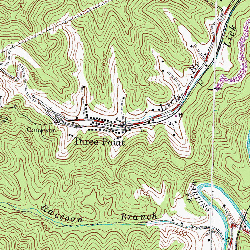 Topographic Map of Three Point Post Office (historical), KY
