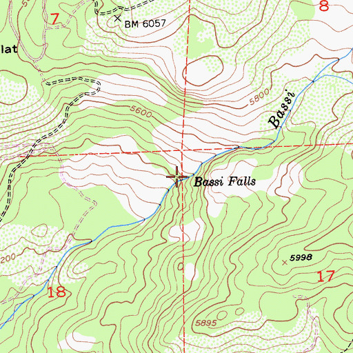 Topographic Map of Bassi Falls, CA