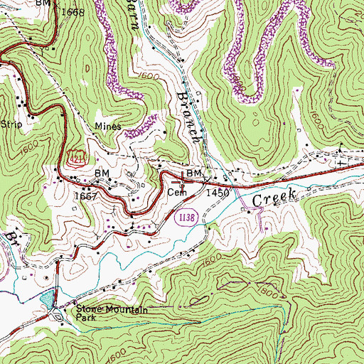 Topographic Map of Wash Smith Cemetery, KY