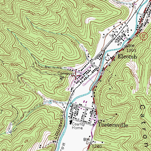 Topographic Map of Wheeler Coal Camp (historical), KY