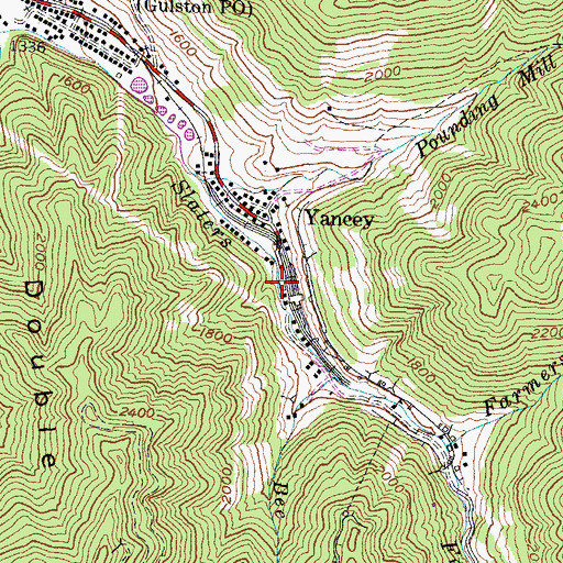 Topographic Map of Yancey Post Office (historical), KY