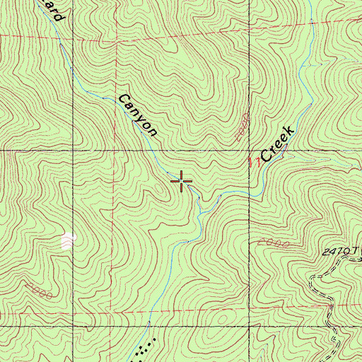 Topographic Map of Bastard Canyon, CA
