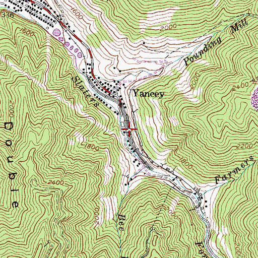 Topographic Map of Yancey Railroad Station (historical), KY