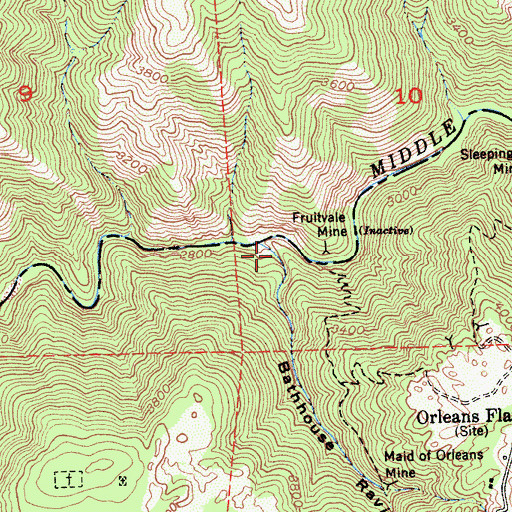 Topographic Map of Bathhouse Ravine, CA