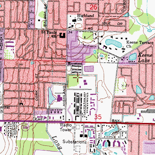 Topographic Map of Highland Recreation Complex, FL