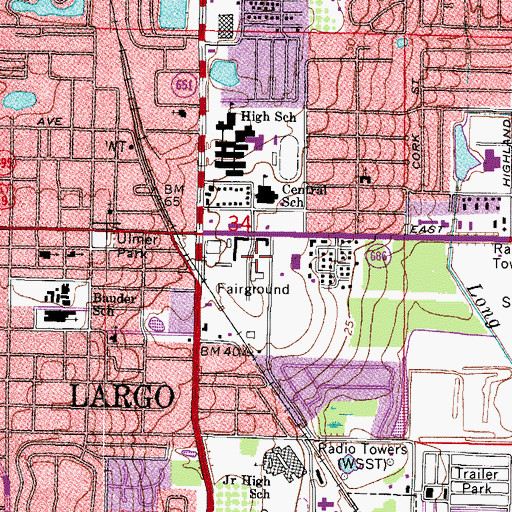 Topographic Map of Largo Central Park, FL