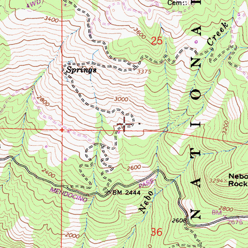 Topographic Map of Bauer Ranch, CA