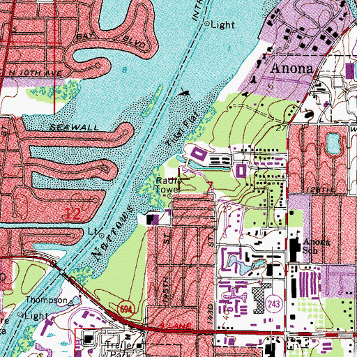 Topographic Map of John R Bonner Park, FL