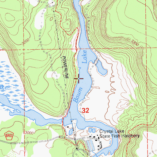 Topographic Map of Baum Lake, CA