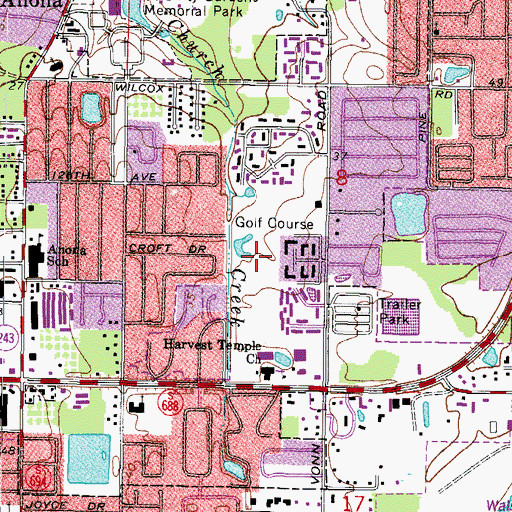 Topographic Map of Largo Golf Course, FL