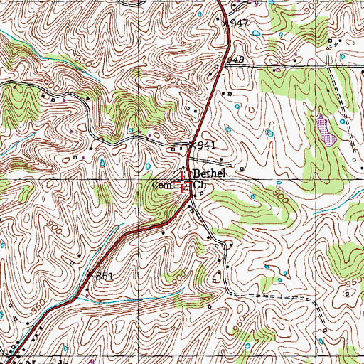 Topographic Map of Bethel Church Cemetery, KY