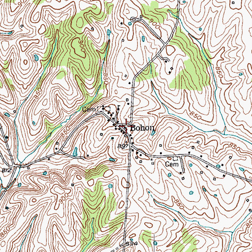 Topographic Map of Bohon Post Office (historical), KY