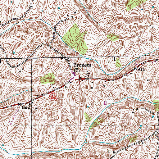 Topographic Map of Bruners Chapel (historical), KY