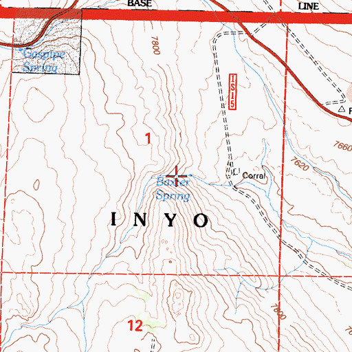 Topographic Map of Baxter Spring, CA