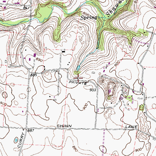 Topographic Map of Cane Hurst (historical), KY