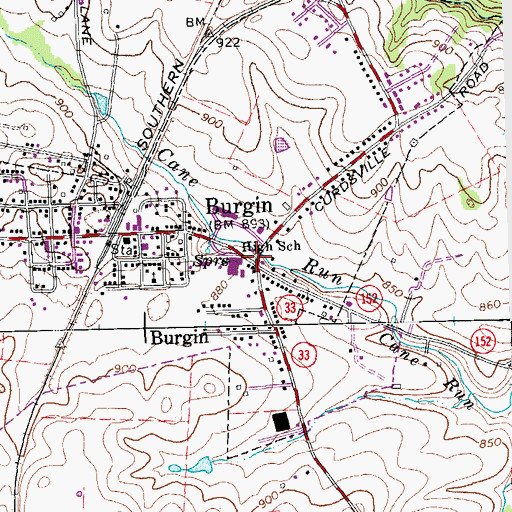 Topographic Map of Cane Run Post Office (historical), KY