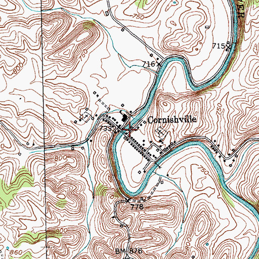 Topographic Map of Cornishville Post Office (historical), KY