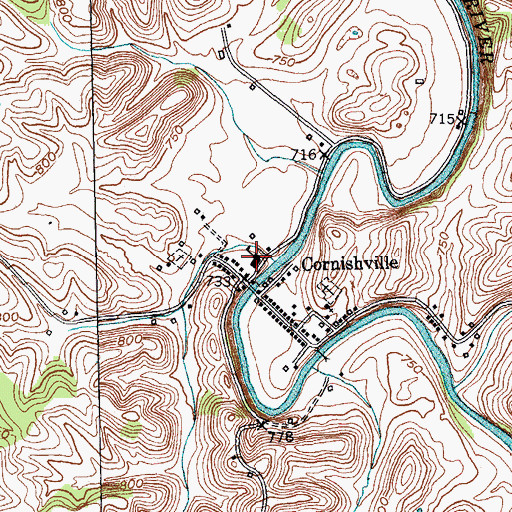 Topographic Map of Cornishville School (historical), KY