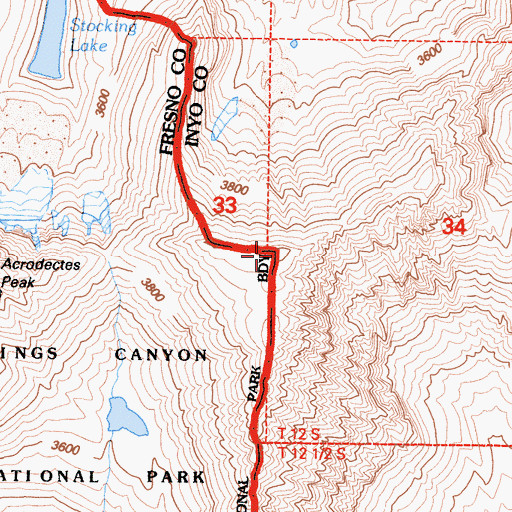 Topographic Map of Mount Baxter, CA
