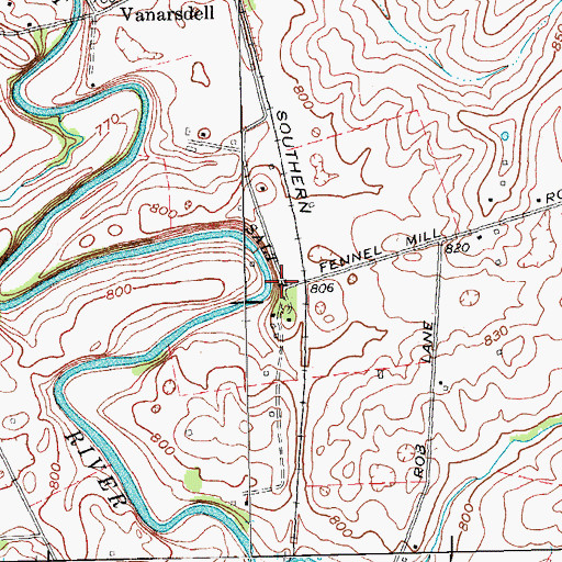 Topographic Map of Daniel Brewers Mill (historical), KY