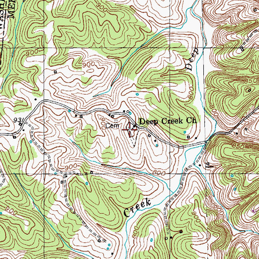 Topographic Map of Deep Creek Cemetery, KY