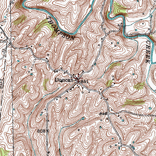 Topographic Map of Duncan Post Office (historical), KY