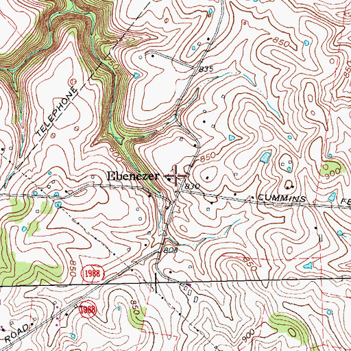 Topographic Map of Ebenezer Church Cemetery, KY